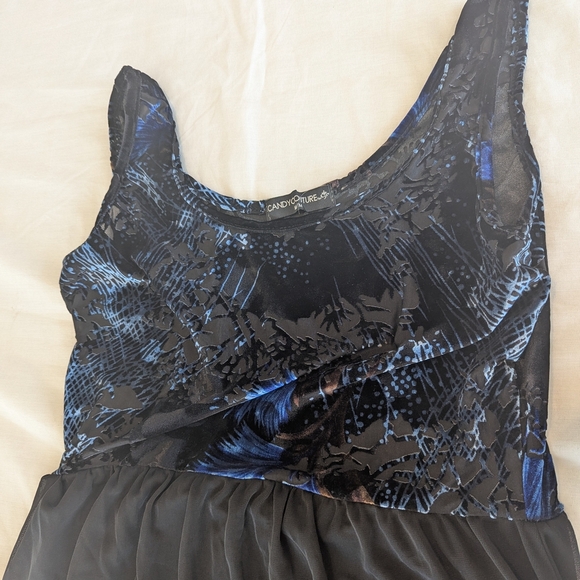 Asymmetrical Goth Blue and Black Cocktail Sundress _Candy Couture Size Medium - Picture 5 of 5